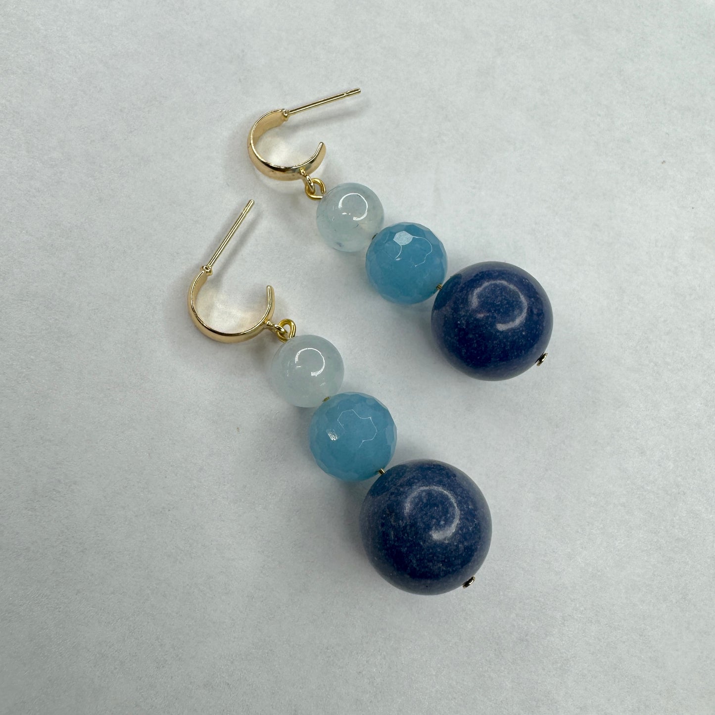 lapis morganite gestone earrings