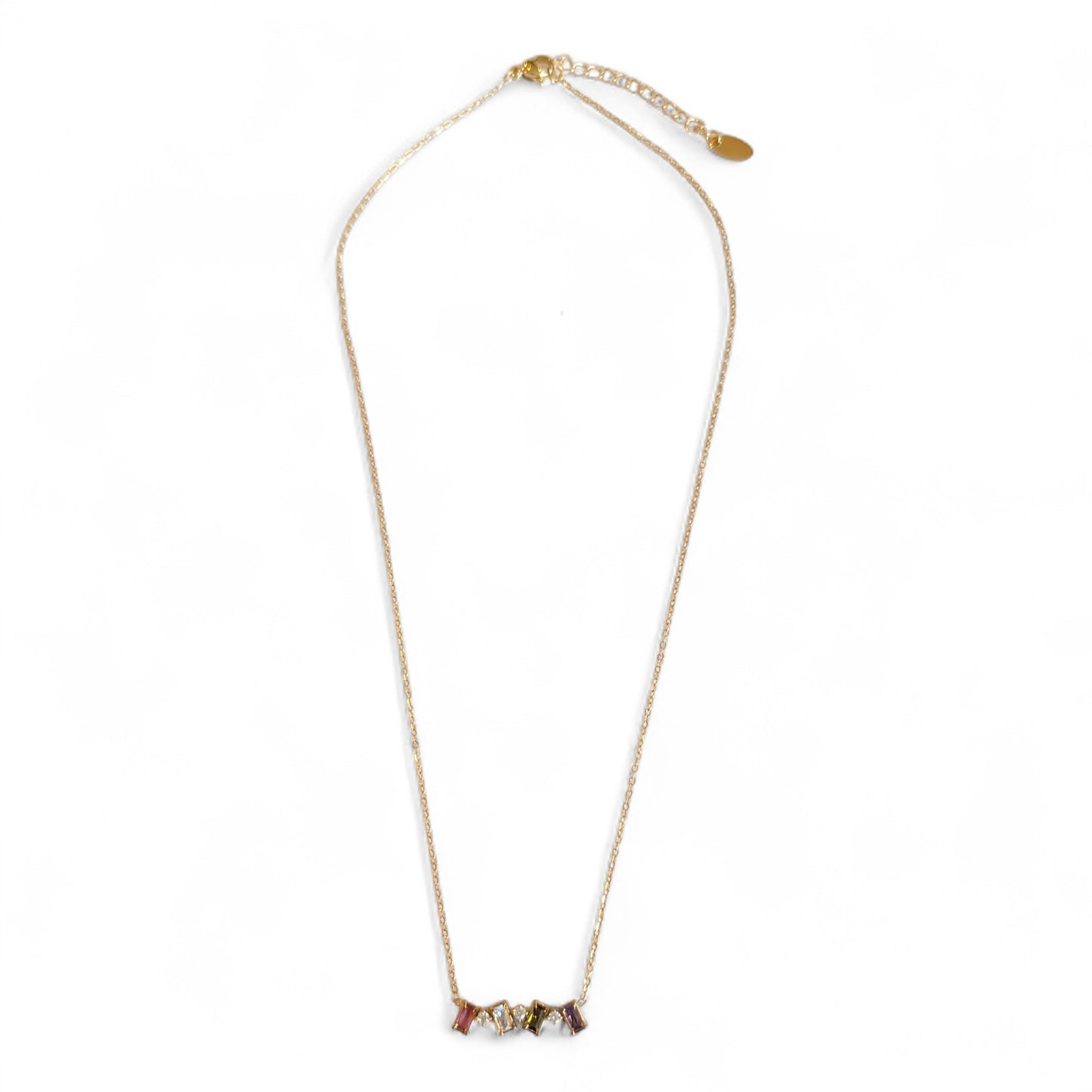 Multi-Color CZ Bar Necklace