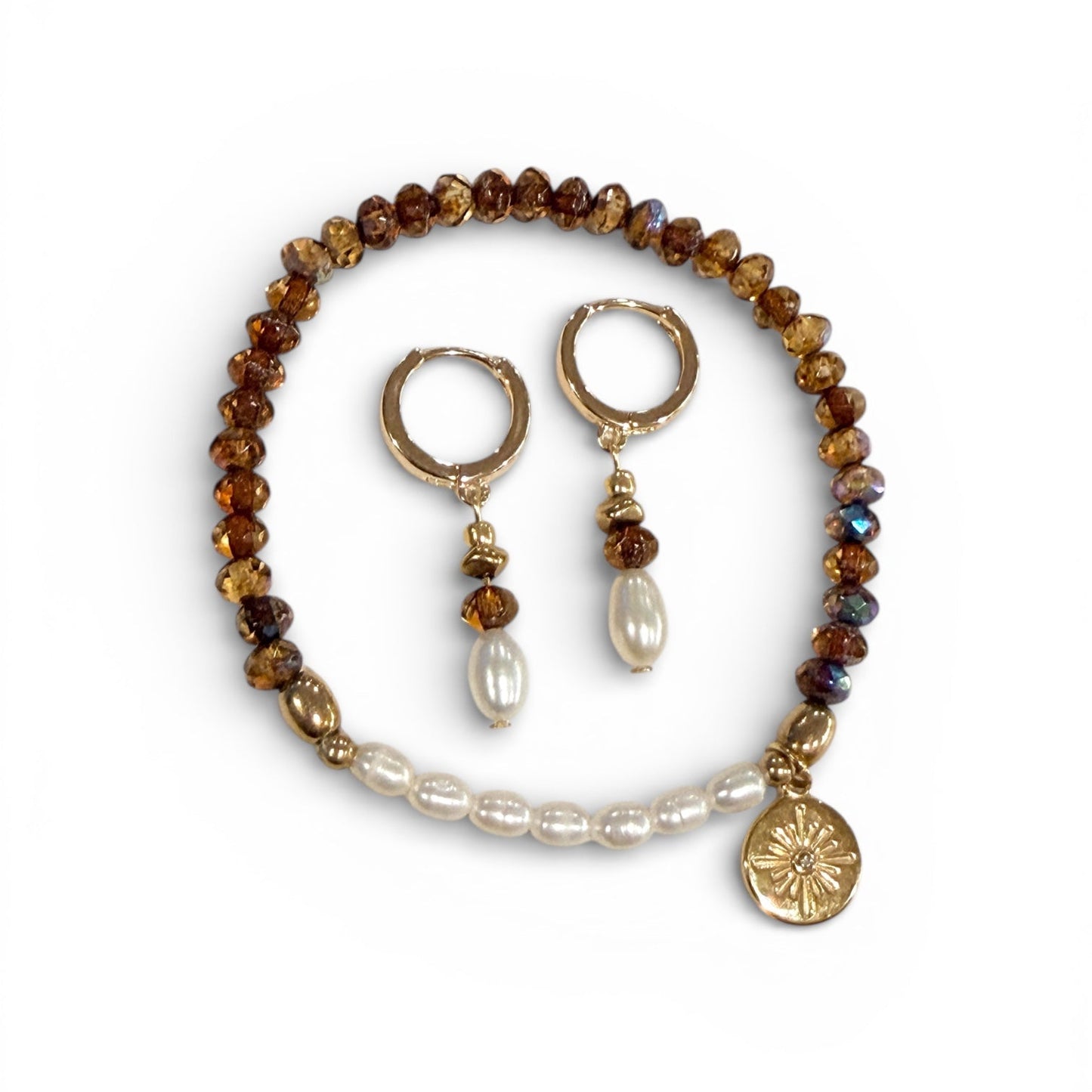 Beachcomber Pearl Earrings - Amber