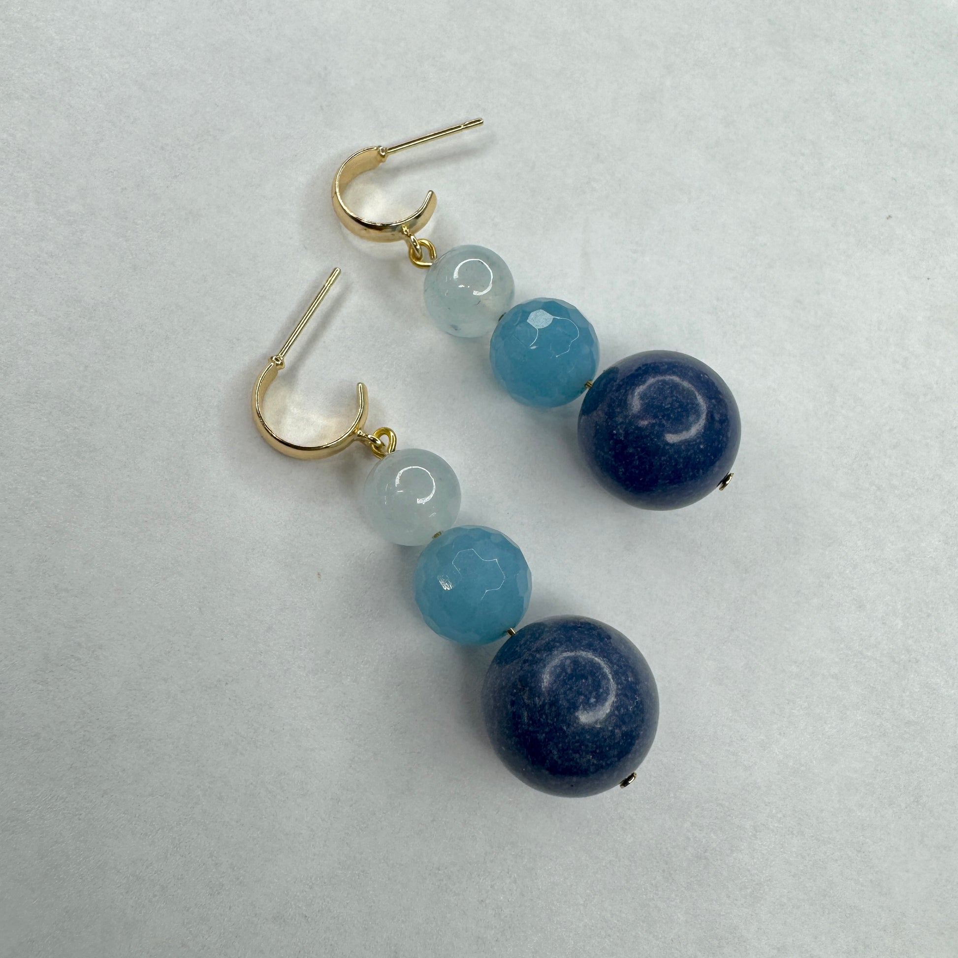 lapis morganite gestone earrings