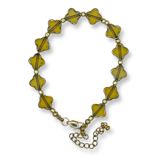 Clover Glass Adjustable Bracelet - Lemon Juice