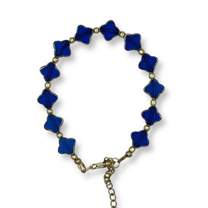 Clover Glass Adjustable Bracelet - Cobalt Sea