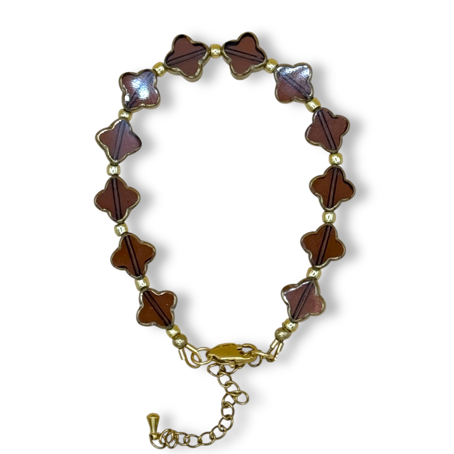 Clover Glass Adjustable Bracelet - Raisin