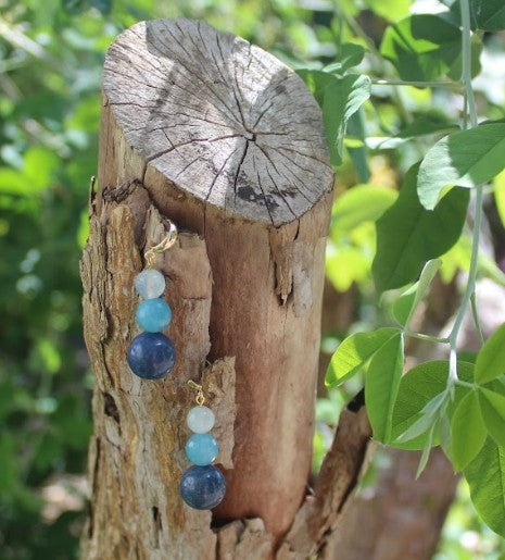 Pacific Blue Gemstone Earrings – Lapis, Apatite & Morganite
