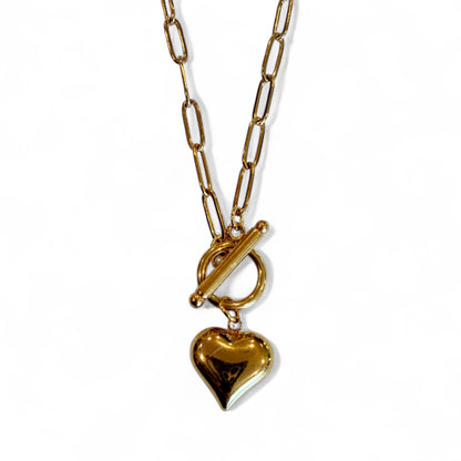 Heart Paperclip Toggle Necklace