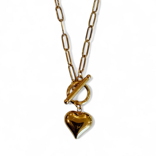Heart Paperclip Toggle Necklace