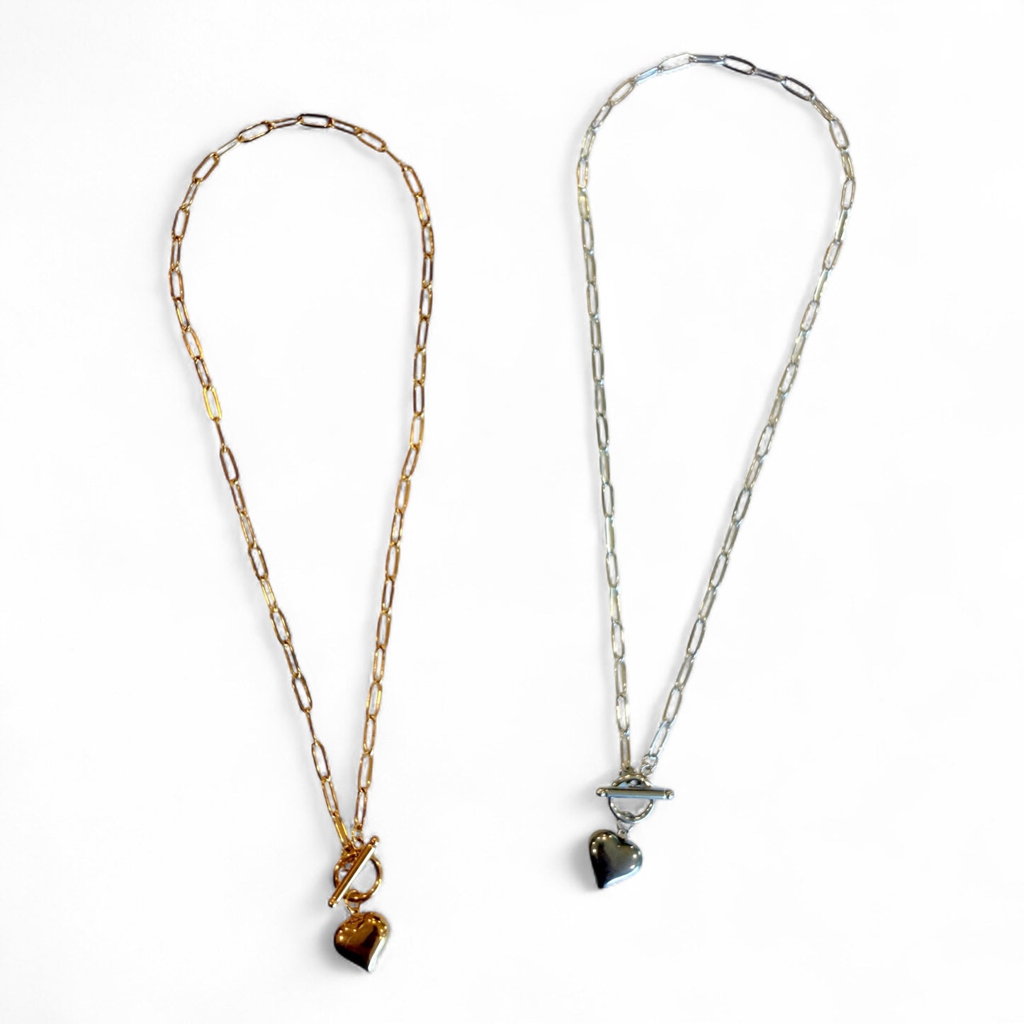 Heart Paperclip Toggle Necklace