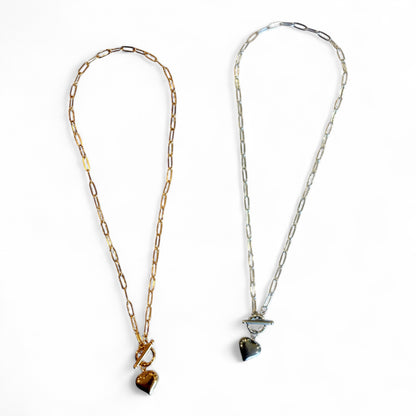 Heart Paperclip Toggle Necklace