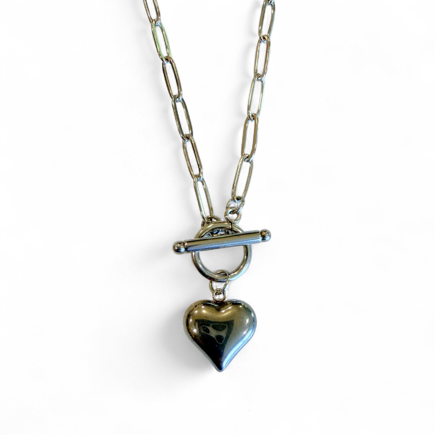 Heart Paperclip Toggle Necklace