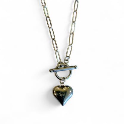 Heart Paperclip Toggle Necklace