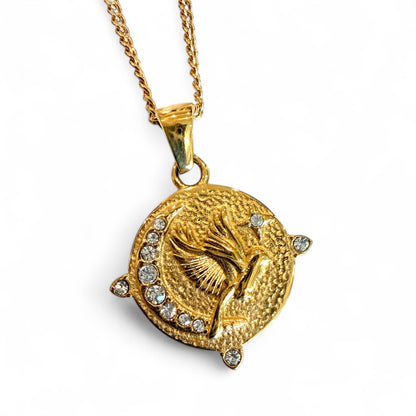 Moon & Bird Pendant Necklace