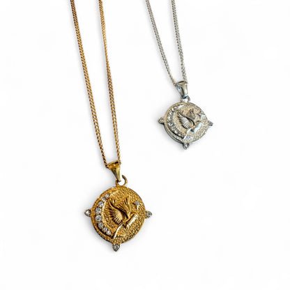Moon & Bird Pendant Necklace