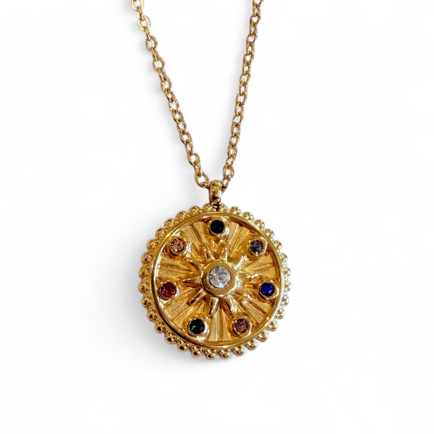 Multi-Color Medallion Pendant Necklace