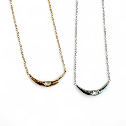 Crescent Quartz Bar Necklace