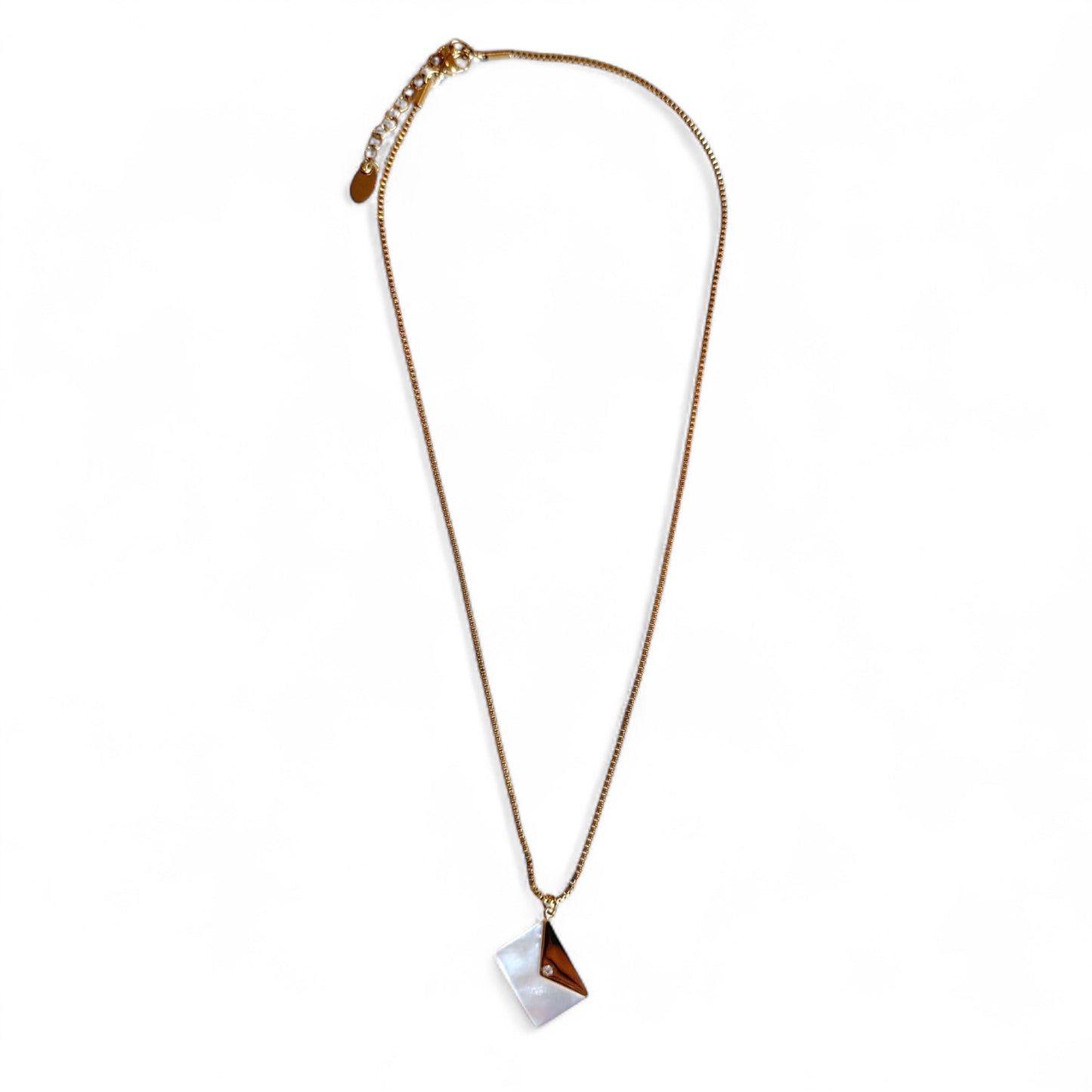 Mother of Pearl Envelope Pendant Necklace