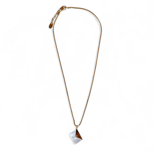 Mother of Pearl Envelope Pendant Necklace