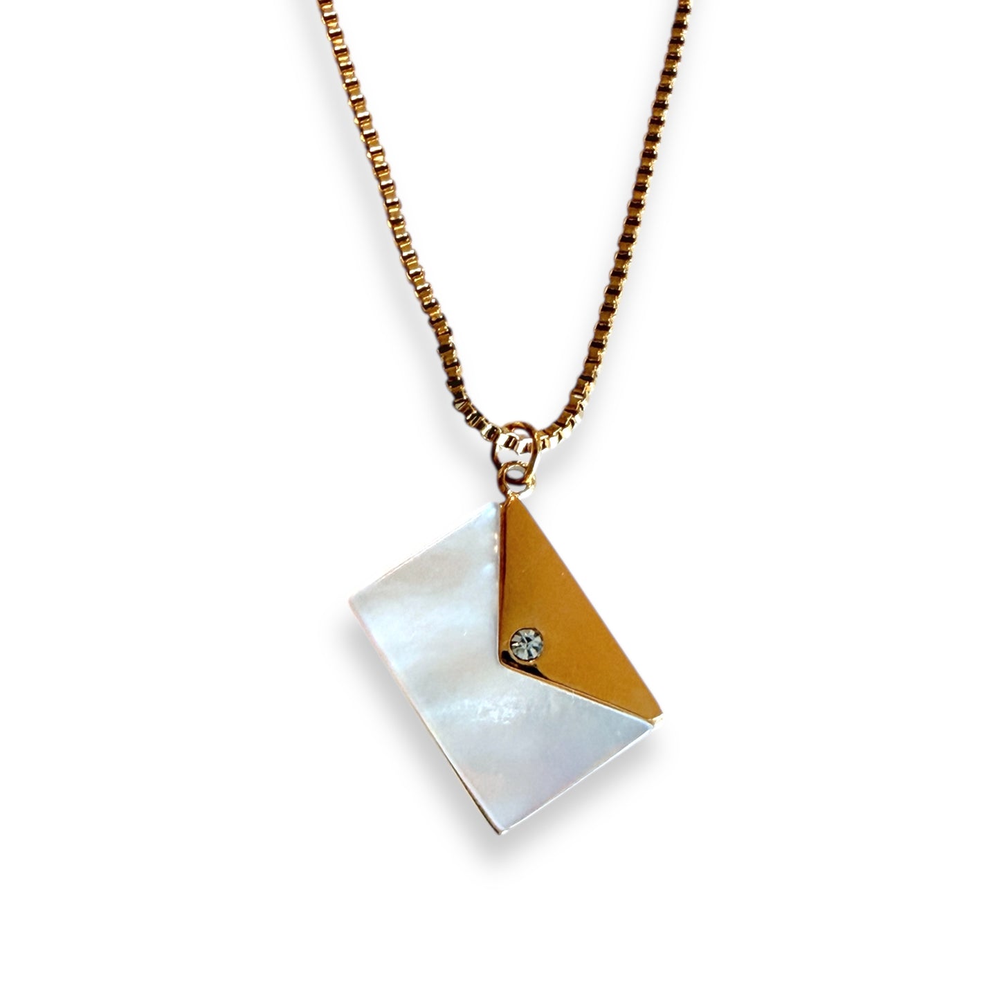 Mother of Pearl Envelope Pendant Necklace