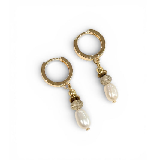 Beachcomber Pearl Earrings - Mercury Glass