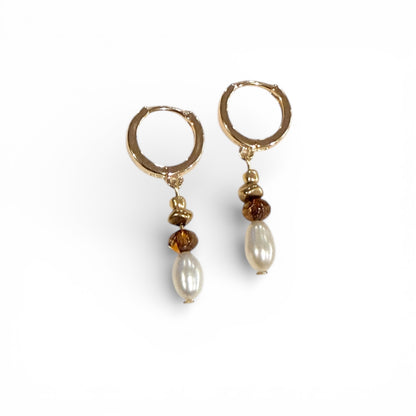 Beachcomber Pearl Earrings - Amber