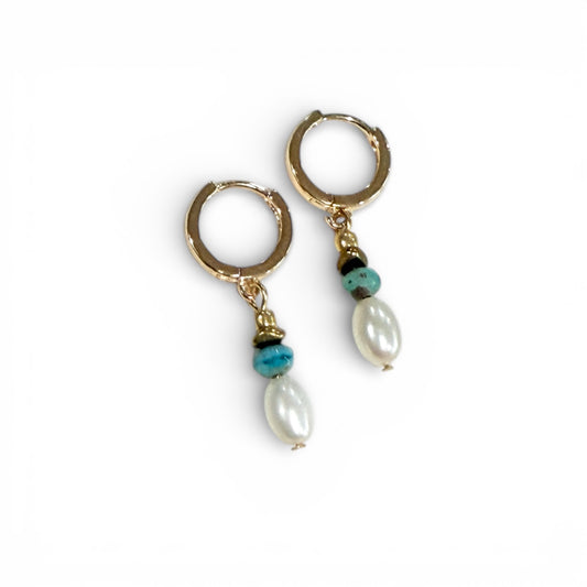 Beachcomber Pearl Earrings - Turquoise