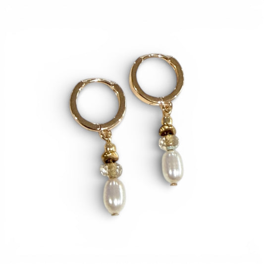 Beachcomber Pearl Earrings - Clear Iridescent
